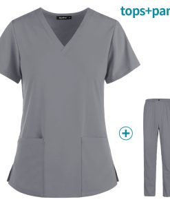 Alternative view of Stretch Slim Nurse Uniform Short-sleeved Summer Split Suit Overalls