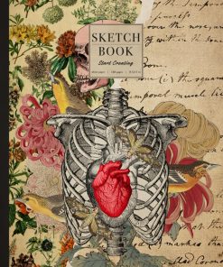 Floral Sketchbook with Vintage Skeleton and Flowers Illustration Aesthetic Anatomy Drawing Notebook for Adults Girls Boys Ideal for Sketching