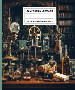 Composition Notebook College Ruled Vintage Aesthetic Science Lab Tools Illustration A notebook and journal for note taking journaling, school college and work