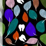 Dental Gifts Black Notebook with Tree Leaves and Teeth Blank Lined Journal by Happimola