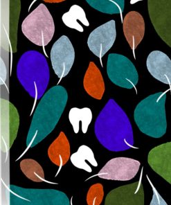 Dental Gifts Black Notebook with Tree Leaves and Teeth Blank Lined Journal by Happimola