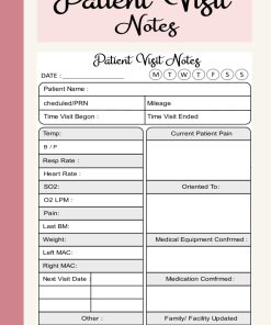 Patient Visit Notes For Hospice Nurse Hospice Nurse Reference And Nursing Assessment Notebook A Log Book for Home Health Nurses with Space hospital Care Visits Palliative Medicine