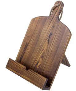 MyGift Cookbook Stand Recipe Book Holder with Brown Wood Cutting Board Design, Cookbook