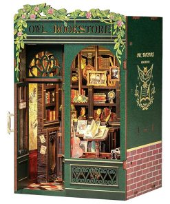 CUTEBEE Book Nook Kit-DIY Miniature House Kit for Adults,Dollhouse Bookshelf Decor 3D Wooden Puzzle Bookend Craft Model Kits for Adults to Build Gift