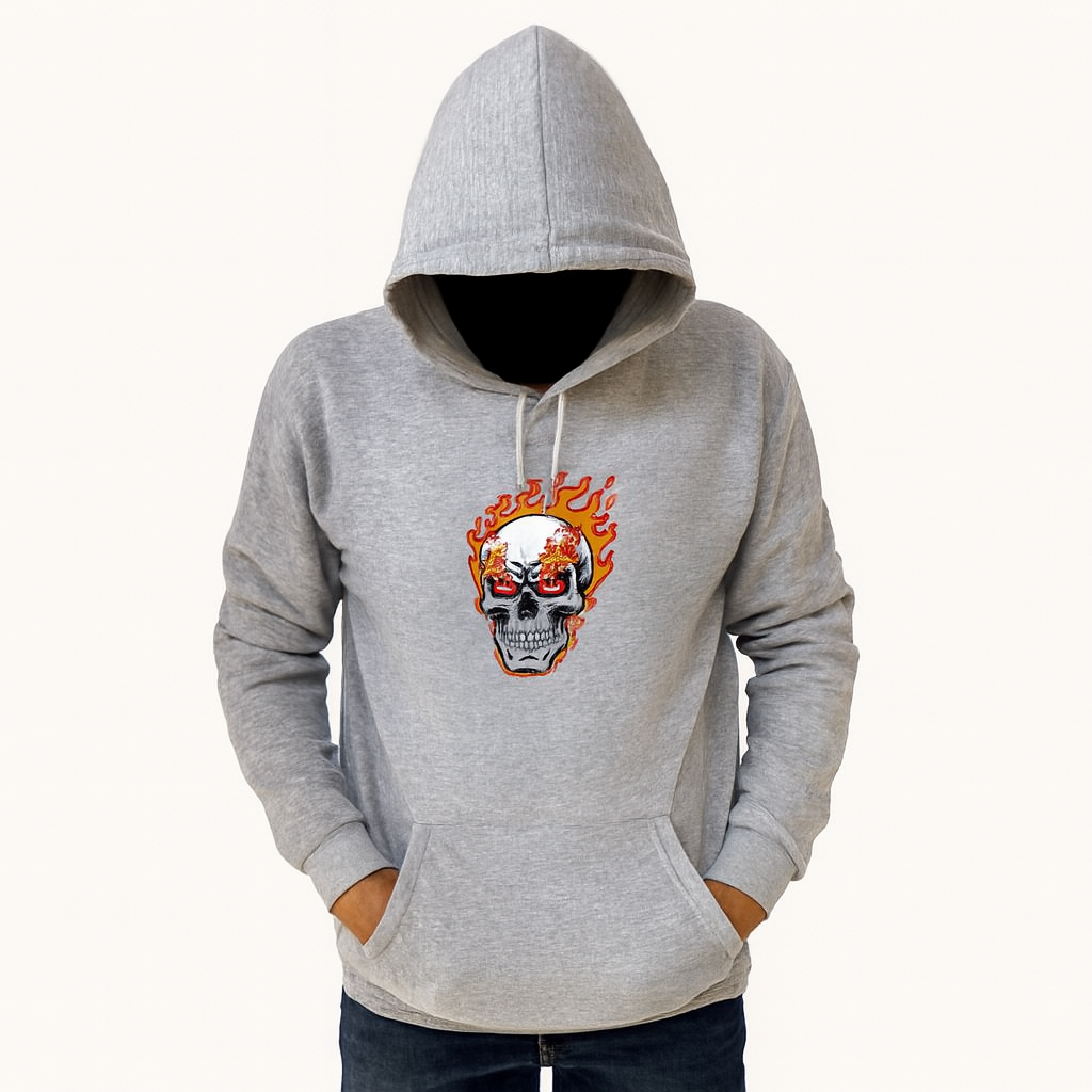 New Summer Collection Full Grey Hoodie ghost Printed For Men And Boys (Extra Large)