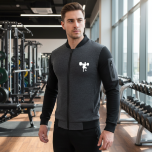 New Winter Collection Charcoal Grey Gym Printed Zipper Jacket for Men & Boys – French Fleece, Premium Quality, Stylish & Comfortable Winter Wear - Extra Large
