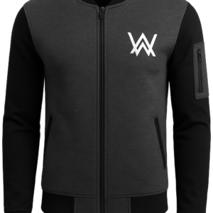 NEW Winter Collection Charcoal Grey WA Printed Zipper Jacket for Men & Boys – Premium Fleece Material, Stylish Bomber Design, Full Front Zipper Closure - Large