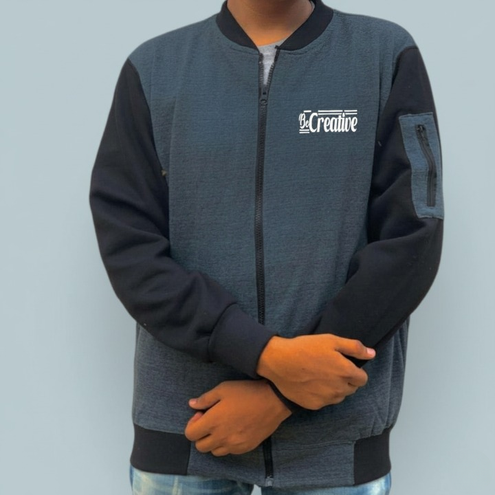 New Winter Collection Charcoal Grey “Be Creative” Printed Zipper Jacket for Men & Boys – French Fleece, Premium Quality, Stylish & Comfortable Winter Wear - Extra Large